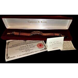 Camrose & Kross Jacqueline Kennedy Mesh Goldtone Bracelet Blue Stones